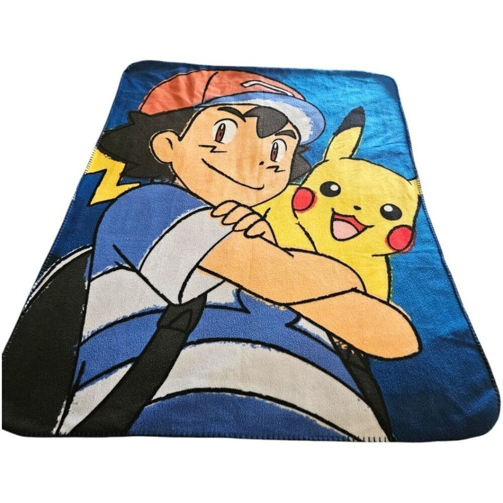 Pokemon Fleece Throw 40"x50" Soft & Warm, Ash, Pikachu